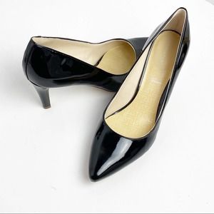 ROCKPORT Black Leather Adiprene By Adidas Pointy Toe Heels, Size 9